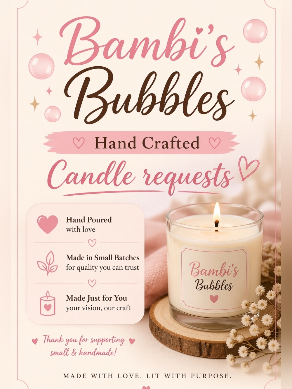 REQUESTS FOR HAND CRAFTED CANDLE